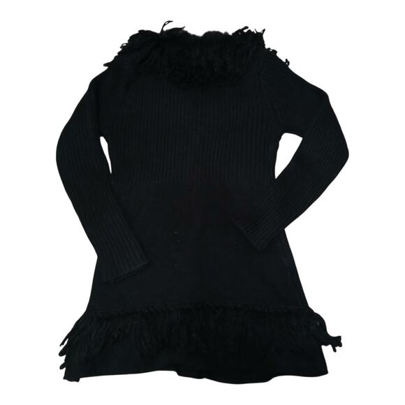 IB Diffusion XL Black Knit Cardigan Sweater Faux Fur Fringe Stevie Nicks Y2K - Picture 8 of 8